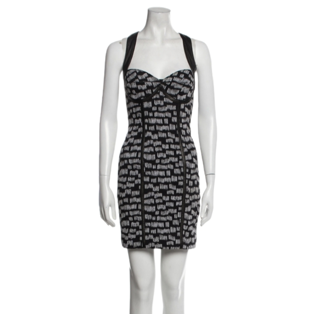 Mackage printed sheath bodycon mini dress sleeveless square neckline Sz S